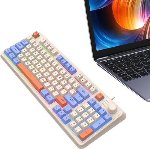 Gerrit デスクトップメカニカルキーボード、トリコロール94キーコンピュータキーボード、RGBメカニカルゲーミングキーボード、学生用K82トリコロールグローイング有線PCキーボード/434/4 (Color : Blue, Size : -)