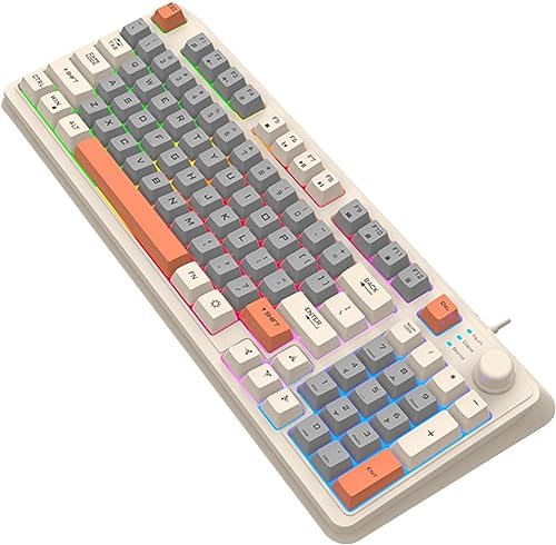 GeRRiT デスクトップメカニカルキーボード、トリコロール94キーコンピュータキーボード、RGBメカニカルゲーミングキーボード、学生用K82トリコロールグローイング有線PCキーボード/434/4 (Color : Gray, Size : -)