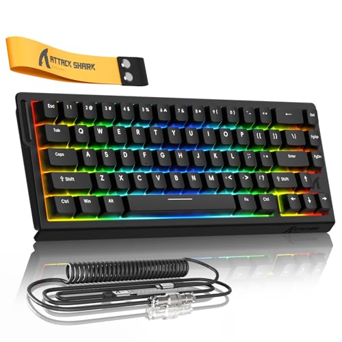 ATTACK SHARK xMAMBASNAKE X68 HEゲーミングキーボード、ラピッドトリガー対応、磁気スイッチ、8000Hzポーリングレート、0.125msレイテンシー、0.01mmRT精度、0デッドゾーン、snap tap、128Kスキャンレート、カスタム可能トリガーポイント、4-in-1キー機能、ウェブドライバー、トップ構造、RGBバックライト、8Kコイルケーブル(ブラック)