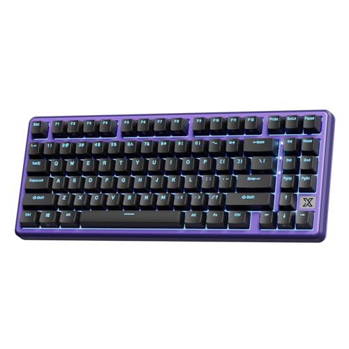 RK ROYAL KLUDGE RKロイヤル KLUDGE X87 メカニカルキーボード 75%有線キーボード ゲーミング 86キー付き ガスケットマウント アイスブルーバックライト パープルシェルデザイン ソフトウェア対応 ホットスワップ可能 クリーミースイッチ ブラック