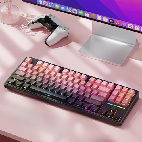 EWEADN SEUNKWANG V80 メンブレンゲーミングキーボード-ブラックベリーピンク
