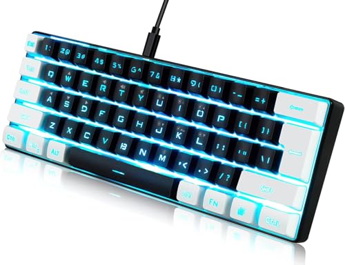 IOHBLQZMIV abucow ゲーミングキーボード ミニマリスト ポータブル 有線 超コンパクト ミニ イミテーション 61キー RGB バックライトキーボード (レッドブラック)