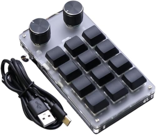 Joxoilso キー プログラム可能なキーパッド メカニカル ゲーミング 片手用 2 ノブ付き RGB 小型キーボード 実用なタイプ (ブラック)