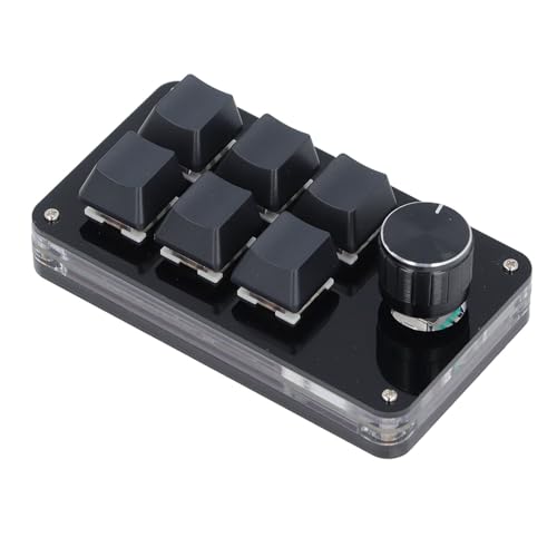 Gugxiom ミニ6キー1ノブマクロキーボード、片手メカニカルゲーミングキーボード、USB C有線プログラマブルキーパッド、レッドスイッチ付き。 Gugxiomdqtvp24wh3