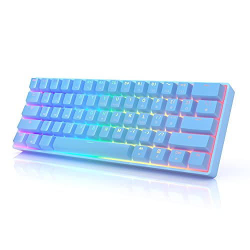 HK Gaming GK61 メカニカルゲーミングキーボード - 61キー マルチカラー RGB イルミネーション LED バックライト 有線 プログラム可能 PC/Macゲーマー用 (Gateron Optical Red Blue)