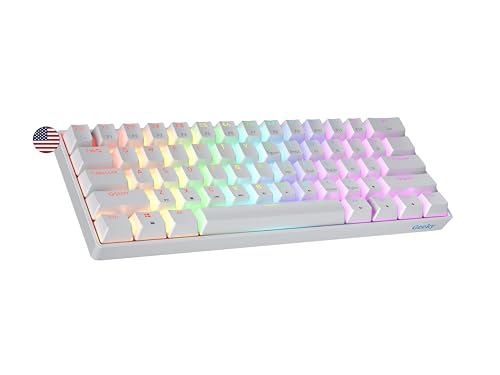 HK Gaming Geeky GK61 SE 60% | メカニカルゲーミングキーボード | 61キー マルチカラー RGB LED バックライト PC/Macゲーマー用 | ANSI US American Layout (ホワイト、メカニカルレッド) GK61 SE 60% US Layout