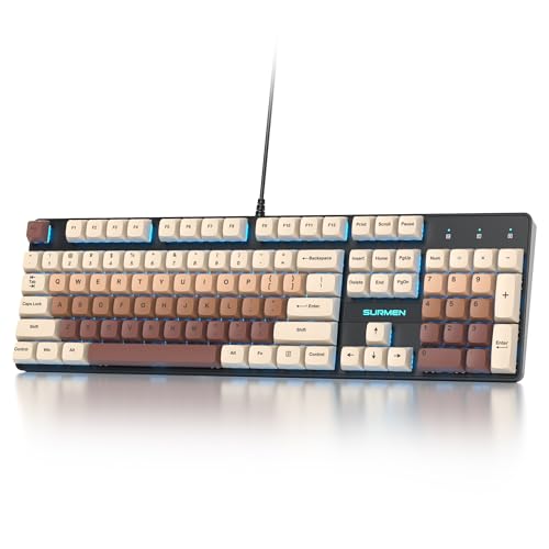 SbocKeeb 有線フルサイズブラウン メカニカルキーボード 104キー クリーミーキーボード ナンバーパッド付き RGBゲーミングキーボード リニアレッドスイッチ NKRO Windows ノートパソコン PCゲーマー用 (104ブラウン)
