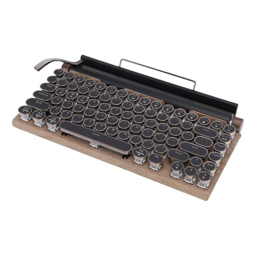 Cuifati レトロタイプライターキーボード、ブルースイッチと14のバックライトモード付きヴィンテージメカニカルゲーミングキーボ、タブレットラップトップフォン OS X And​​roid用のパンクラウンドキャデザイン (木目調) Cutqcj4pzl62-12