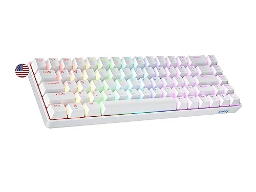 Geeky GK65 65% | ホットスワップ可能なメカニカルゲーミングキーボード | 68キー マルチカラー RGB LEDバックライト PC/Macゲーマー用 | ANSI US American Layout (ホワイト、メカニカルスピードイエロー) GK65 65% US Layout-Mechanical