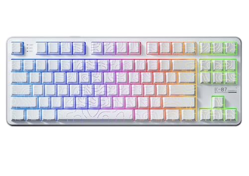 Huratui HOTGEEJPメカニカルキーボード 87キー テンキー付き ネオンライト10000mAh大容量バッテリー RGBライト 17種類ィングエフェクト 5種類サイド 深淵鏡ネオンテープ インジケーター クリーミーサウンドリニアスイッチ 有線 マルチカラーグラデーション ゲーミング オフィス兼用 (K87-ブラックゴールドアクシス-8000mAh（モデルA）)
