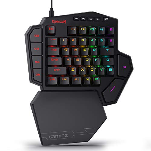 Redragon K585 DITI One-Handed RGB Mechanical Gaming Keyboard, Type-C Wired Professional Gaming Keypad with 7 Onboard Macro Keys, Detachable Wrist Rest, Linear Red Switch, 42 Keys K585 WIRED
