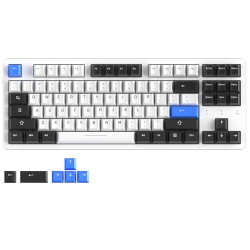 DAREU EK87PRO メカニカルキーボード 無線 テンキーレス 80% ゲーミングキーボード TKL 2.4Gワイヤレス/Bluetooth/有線USB接続可能 英語配列 ガスケットマウント RGB ホットスワップ対応 Cloudスイッチ（リニア類赤軸） ホワイト ブルー【1年間メーカー保証】 EK87 PRO-WB-C