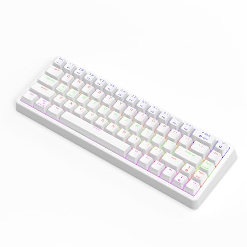 Pusokei 60%メカニカルゲーミングキーボード RGBバックライト有線キーボード ホットスワップ可能なレッドスイッチ付き アンチゴースト 68キー コンパクトミニオフィスキーボード PCノートパソコン用