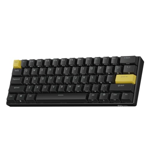 RK ROYAL KLUDGE C61 有線メカニカルキーボード ホットスワップ可能な磁気スイッチ付き 有線 60% ゲーミングキーボード ガスケットマウント RGBバックライト 61キー PBTキーキャップ付き ブラックイエロー RK C61