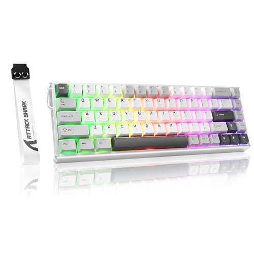ATTACK SHARK 【フルアルミ製筐体】ATTACK SHARK X68MAX HE ラピッドトリガー キーボード USB-C有線 8000Hzポーリングレート 256KHzスキャンレート ゲーミングキーボード 0.08msディレイ 調整可能なアクチュエーション搭載 RT0.005mm 68キー ゲーミング用 PBTキーキャップ アルミニウム素材 RGB Win/Mac両対応（ホワイト）【1年間メーカー保証】