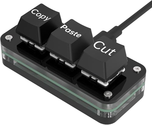 ショートカットキーボード マクロキーボード 片手キーボード プログラマブルキーボード ミニキーボード カスタム可能なキー 有線 コピー＆ペースト＆カット 3キー ゲーミングキーボード メカニカルキーボード 赤軸 ホットスワップ LED効果 省力 ゲーム/メディア/作業制御 人間工学 (3キー 黒)
