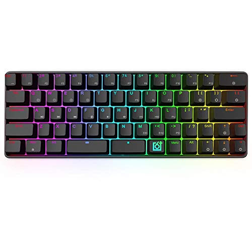 LinLong キーボード スプリットスペースバーホットスワップ可能なGateron光スイッチRGBメカニカルゲーミングキーボードのUSB-C有線 (Color : Black, Size : Red Switch)