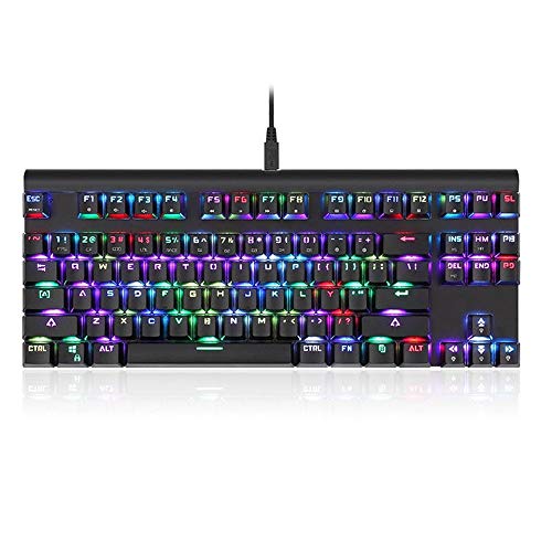 LinLong キーボード Outemu赤青は87キーNKRO RGBバックライト付きメカニカルゲーミングキーボードスイッチ (Color : Black, Size : Red Switch)