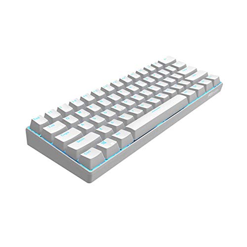 LiuPinp メカニカルゲーミングキーボード 耐久性のあるBluetoothの有線デュアルモードの60％ゴールデン/アイスブルーバックライト付きメカニカルゲーミングキーボードウルトラパフォーマンス ゲーミングキーボード (色 : 白, サイズ : Blue Switch)