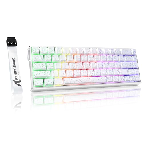 MAMBASNAKE 【フルアルミ製筐体】ATTACK SHARK X68MAX HE ラピッドトリガー キーボード USB-C有線 8000Hzポーリングレート 256KHzスキャンレート ゲーミングキーボード 0.08msディレイ 調整可能なアクチュエーション搭載 RT0.005mm 68キー ゲーミング用 PBTキーキャップ アルミニウム素材 RGB Win/Mac両対応（コンターホワイト）【1年間メーカー保証】