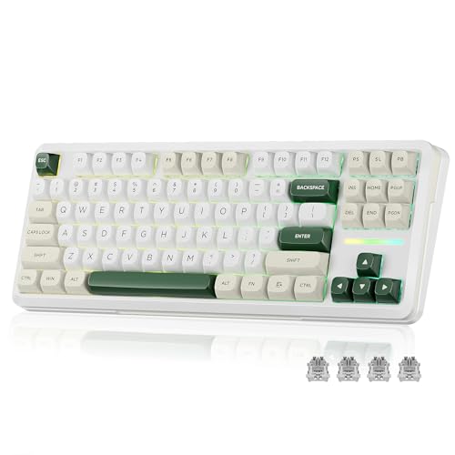 OUSEITECH Redragon K734W ワイヤレスメカニカルキーボード Tri Mode BT5.0/2.4G/USB-C 75% 81キー TKL カスタム ホットスワップ可能 ゲーミングキーボード 潤滑済みリニアスイッチ RGBガスケット コンピュータークリーミーキーボード PC/MAC用 K734wcg-rgb-pro