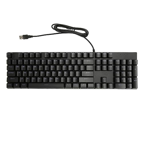JUNENTER 104キー フルサイズ 有線メカニカルキーボード、USB有線ゲーミングキーボード、テンキー付き レッドスイッチ Windows用、ゲーマー タイピスト オフィス ホーム用 (ホワイト グレー)
