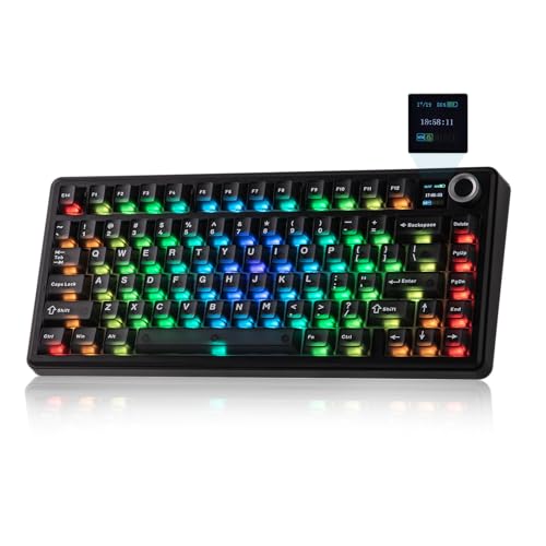 EPOMAKER X Aula F75 MAX ワイヤレスメカニカルキーボードTFTスクリーンとノブ付き 75% US配列のガスケットキーボード PC/Mac/Linux用ホットスワップ対応ゲーミングキーボード (White Pink)