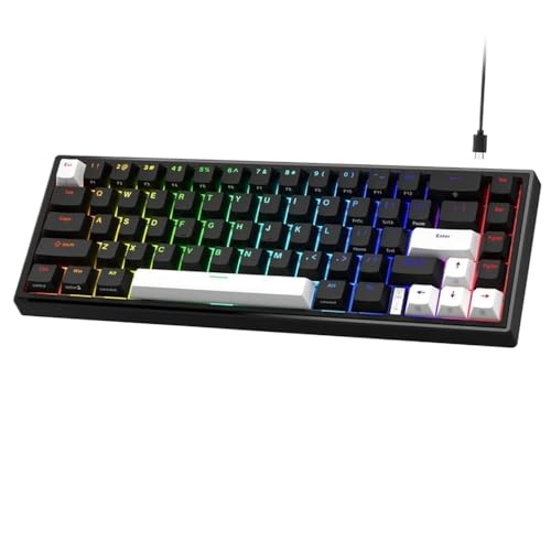 HEZM V-K66 60 パーセントメカニカルゲーミングキーボード有線ガスケット搭載ホットスワップ LED バックライト付きコンパクトデザイン矢印付きほとんどのシステムと互換性(VK66 BLACK) HEZM(ンヤ)111