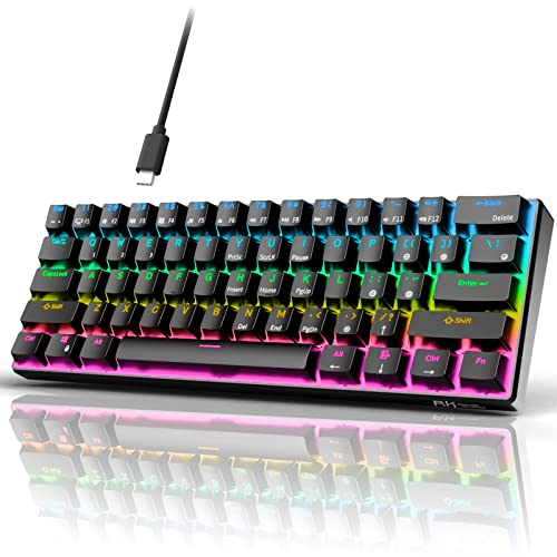 RK ROYAL KLUDGE RK61 有線 60% メカニカル ゲーミングキーボード プログラム可能 QMK/VIA RGB バックライト 61キー 超コンパクト ホットスワップ可能 ブルースイッチ ブラック RK61-01-01