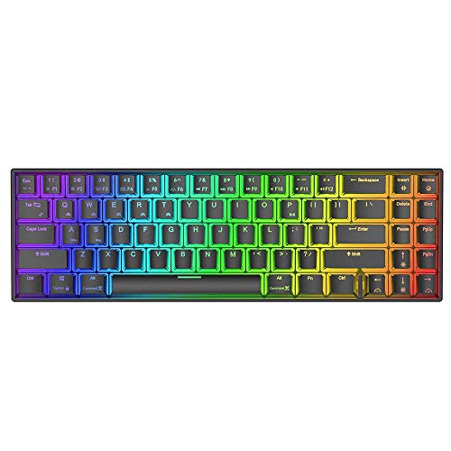 LinLong キーボード 3.0 + USB有線RGBバックライト付きメカニカルゲーミングキーボード71個のキーのデュアルモードのBluetooth (Color : Black, Size : Blue Switch)