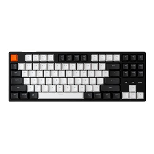 Keychron C1 TKL メカニカルゲーミングキーボード – タクタイルブラウンスイッチ RGBバックライトコンパクト有線キーボード Mac&Windows用 ホワイト C1-B3-USA