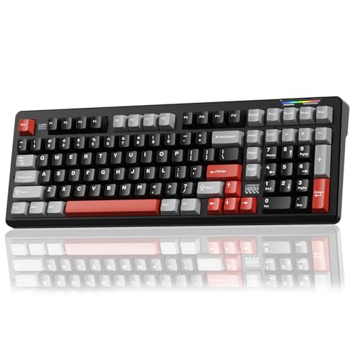 ZMX LINGBAO K98 ワイヤレス メカニカル ゲーミングキーボード トライモード BT5.0/2.4GHz/USB-C、ガスケット カスタム ホットスワップ可能 リニアスイッチ クリーミーキーボード ナンバーパッド付き RGBバックライト付きゲーミングキーボード PCノートパソコン用