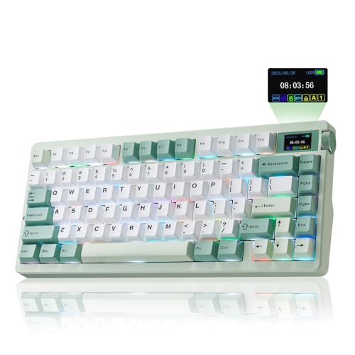LEOBOG Nova 75 ゲーミングキーボード 無線 ワイヤレス 75%配列 テンキーレス ホットスワップ Bluetooth接続 ガスケット搭載 カスタマイズ RGB 8000mAhバッテリー 音量コントロール US配列メカニカルキーボード Windows/Mac用 緑