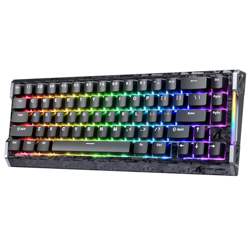 ATTACK SHARK R68HE ラピットトリガー ゲーミングキーボード カーボンコンポジット ポーリングレート8000Hz対応 RT0.005mm RGB 有線USB HUANO磁気スイッチ 0.08msディレイ ゲーミングキーボード ダブルPBTキーキャップ デッドゾーン調整機能 ホットスワップ可能 6層消音充填 HIFI打鍵音 FR4プレート ネットワークドライバー対応（Black）