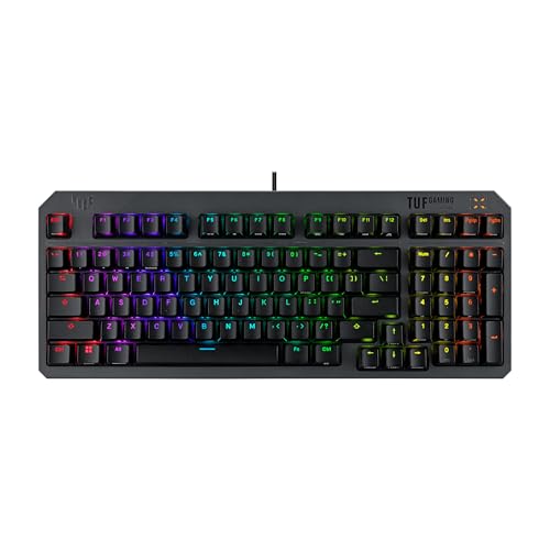 ASUS TUF Gaming K3 Gen II 有線USBゲーミングキーボード – 97キーコンパクトレイアウト 光学メカニカルレッド(リニア)スイッチ PBTキーキャップ 取り外し可能なトッププレート IP57防水 PC/Mac対応 - ブラック RA07 TUF K3 GEN II/RD/CA/DS ABS