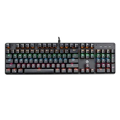 YuJieGuo ゲーミングキーボード 動力機械キーボード104個のキーのゲーミングキーボードのUSBは、コンピュータのための6つの明るい色鮮やかな9つの照明効果を運営します ゲームやタイピングに適しています(Black)
