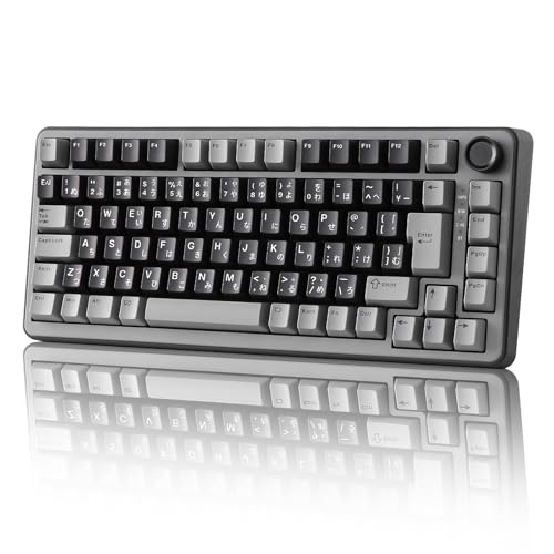 Redragon YUNZII RT75 ゲーミングキーボード 日本語配列 ラピッドトリガー ワイヤレス 75%レイアウト ホールセンサー磁気スイッチ 有線8000Hzポーリングレート 三モード (有線/2.4G/Bluetooth)対応 ノブ付き RGBバックライト (ブラック, Gateron シルキープロ スイッチ)