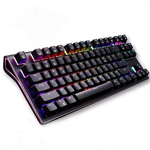 LiuPinp メカニカルゲーミングキーボード ゲーマーやタイピストのために87のキーワイヤレスBluetooth 3.0 USB有線メカニカルゲーミングキーボードウルトラパフォーマンス ゲーミングキーボード (色 : ブラック, サイズ : Blue Switch)
