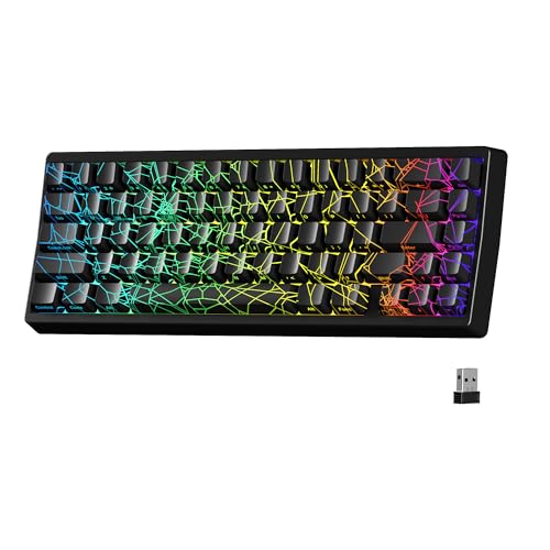 HITIME x XVX M67 60% キーボード ワイヤレス QMK/VIA ブラックスパイダーウェブゲーミングキーボード トライモード トッキー クリーミー メカニカル キーボード ホットスワップ可能 ガスケットマウント RGB IMD Tech Win/Mac用 xh-M67WX-Z-h