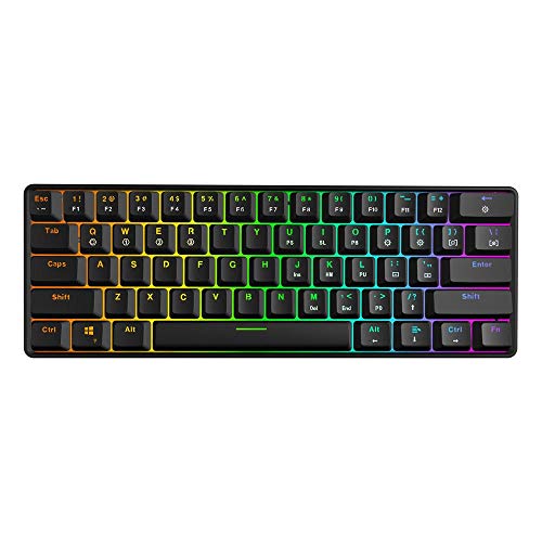GaoAN ゲーミングキーボード 61Keys光軸RGB防水メカニカルキーボードのC型プログラマブルゲームウルトラパフォーマンス メカニカルゲーミングキーボード (色 : Black, Size : Red Switch)