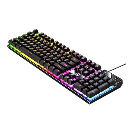GDYOUCHAI 有線USBゲーミングキーボード バックライト付き 104キーゲーマーキーボード コンピューター/ノートパソコン/PC用 人間工学デザイン オフィスゲームアクセサリー (ブラック)