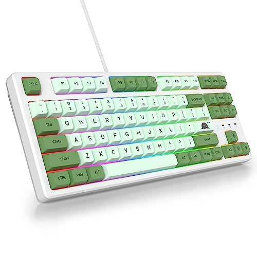 SOLIDEE ポータブル80%メカニカルゲーミングキーボード 87キーコンパクトRGB LEDバックライトキーボード USBケーブル付き リニアレッドスイッチ付き Windows用(87抹茶)