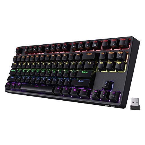 RK ROYAL KLUDGE RK87 Sink87G RGB Wireless TKL Mechanical Gaming Keyboard, 87 Keys No Numpad Tenkeyless Compact 2.4G Wireless Keyboard with Tactile Brown Switches, Exceptional Macro Settings RK87, RK987, Sink87G