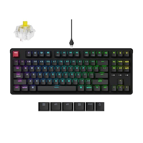 Keychron C3 Pro QMK/VIA カスタムメカニカルキーボード 8000ポーリングレート ホットスワップ可能 プログラム可能 87キー コンパクト TKL レイアウト ガスケットマウント RGBバックライト 有線ゲーミングキーボード スーパーバナナスイッチ付き