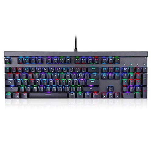 GaoAN ゲーミングキーボード USB有線104キーRGBバックライト付きメカニカルゲーミングキーボードブルー/レッドスイッチアルミニウム合金板 メカニカルゲーミングキーボード (色 : Black, Size : Blue Switch)