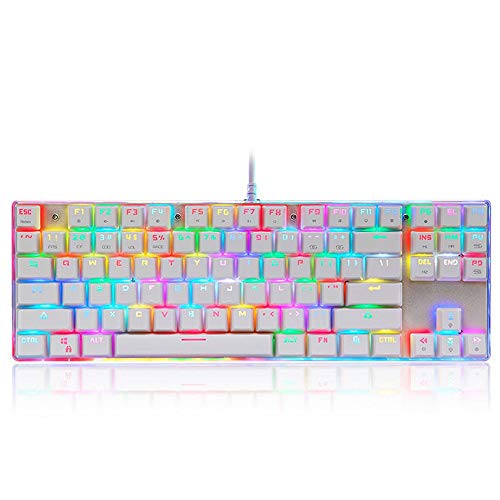 GaoAN ゲーミングキーボード ブルーポータブル87個のキースイッチRGBバックライト有線メカニカルゲーミングキーボードフルカラーバックライトシステム メカニカルゲーミングキーボード (色 : Photo color, Size : One size)