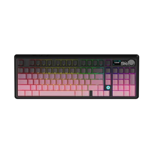 AJAZZ NACODEX Ajazz AK980 V2 ピンク ゲーミング 機械式キーボード ギフトスイッチ フルサイズ RGB ガスケットマウント 10000mAh トリプルモード カスタムキーボード 5層パッド付き | ノブコントロール