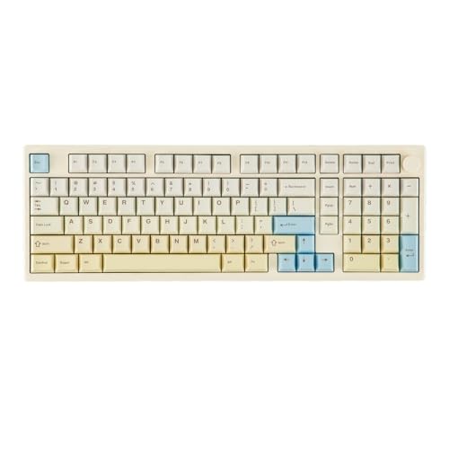 EPOMAKER Galaxy100 Lite QMK/VIA ゲーミングキーボード ワイヤレス テンキー付き1800アルミメカニカルキーボード 8000mAhバッテリー搭載 USB-C/Bluetooth5.0/2.4GHz対応 ホットスワップ対応 クリーミーな打鍵音 RGBバックライト ガスケット構造 (Creamy White, Wisteria Linear Switch)