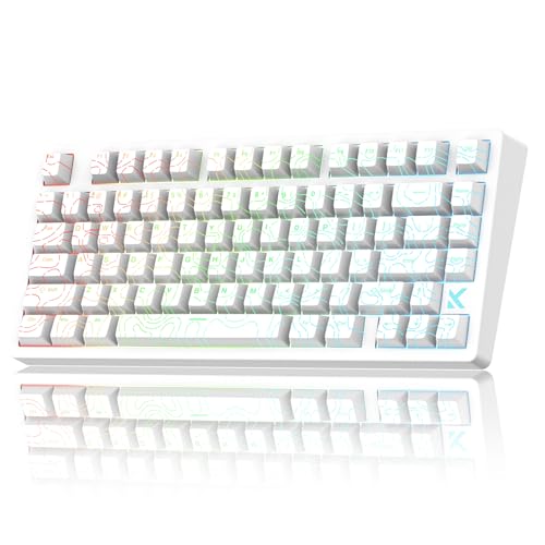 ZMX CMOKIFULY x MCHOSE Jet75 磁気キーボード、75%有線ゲーミングキーボードホールエフェクトスイッチ、ラピッドトリガーモード、8K Hzポーリングレート、0.1msランテンシー、リズミカルRGBバックライト(トポグラヒックホワイト、スターバーストスイッチ)