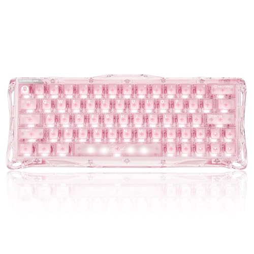 GravaStar 0.005mmラピッドトリガー搭載 GravaStar Mercury V60 かわいい ゲーミングキーボード カスタムUFO磁気スイッチ 有線8000Hz対応 0.125ms超低遅延 プリンみたいな透明のボディー アクチュエーションポイント ピンク